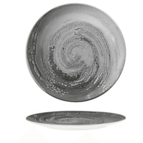 6 x assiettes plate VORTICE grise - 21cm - Porcelaine - Morini