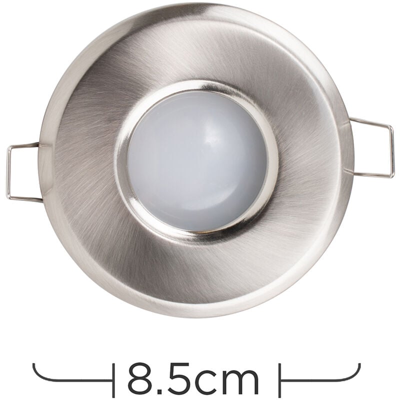 6 X Bathroom Shower Ip65 Brushed Chrome Gu10 Recessed Ceiling Downlights 6 X 5w Gu10 Warm White Led Bulbs