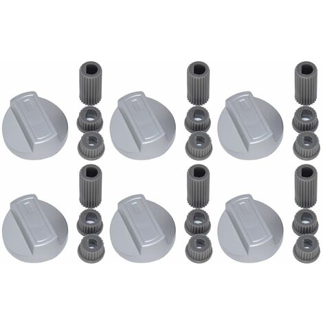 Dials for Beko Oven Cooker & Hob Pack of 6 Silver Grey Control Knobs 
