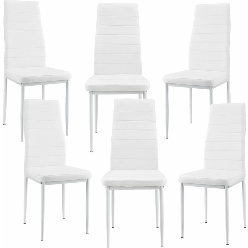 Décoshop26 - 6 x Chaises de salle à manger blanc avec rembourrage cuir synthétique 030000285