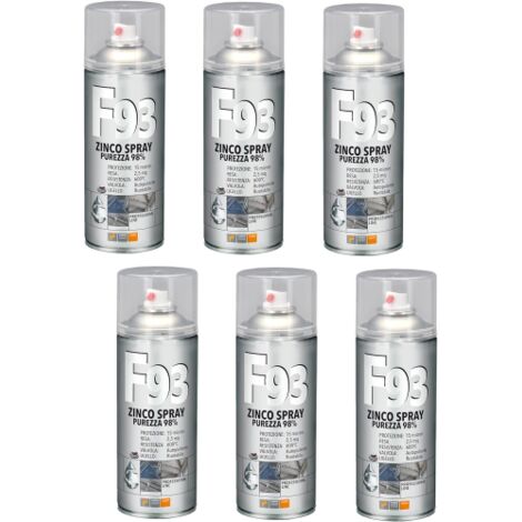 6 X Faren F93 Zinco Spray zincante a freddo 98% purezza 400 ML