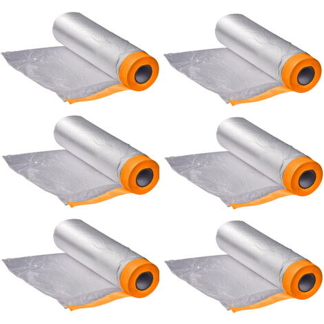 6 x Fineline Klebeband mit Folie Abdeckfolie mit Malerband Kreppband 140 cm x 33 m
