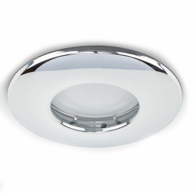 6 x Fire Rated Bathroom IP65 Domed GU10 Downlight Spotlights + 5W Warm White GU10 LED Bulbs - Chrome