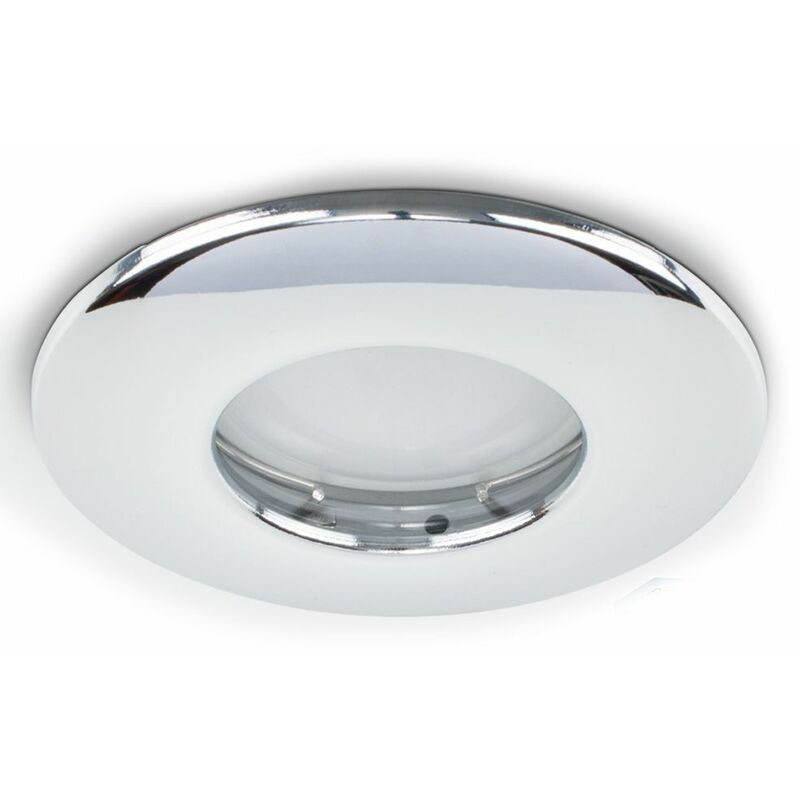 6 x Fire Rated Bathroom IP65 Domed GU10 Downlight Spotlights + 5W Cool White GU10 LED Bulbs - Chrome