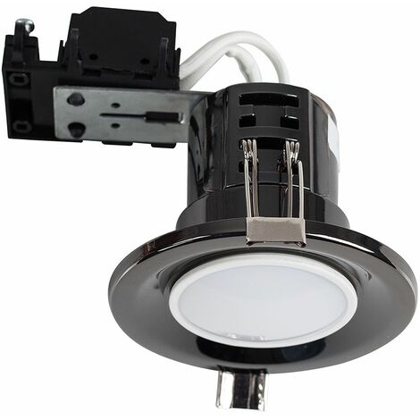 6 X Fire Rated Black Chrome Gu10 Recessed Spotlights 6 X Warm