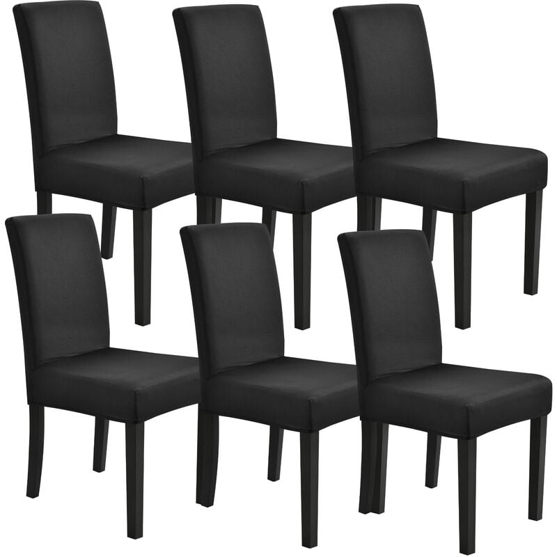 [neu.haus] - Set de 6 housses de chaise protecteur élastique noir