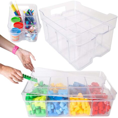 6 x Large (55cm x 35cm x 12.5cm) Adjustable Modular Storage Organisers With Compartments For Crafts