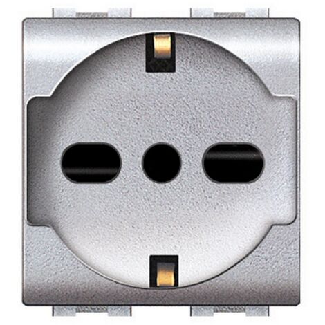 6 x LIFE 4050 TEC PRESA SCHUKO BIPASSO ARGENTO SATIN