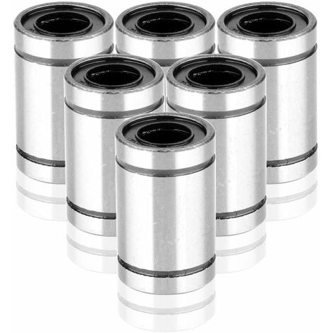 6 x LM8UU Roulement linéaire pour imprimante 3D, bricolage et mouvement CNC Φ8mm x Φ15mm x 24mm (6 Pcs)