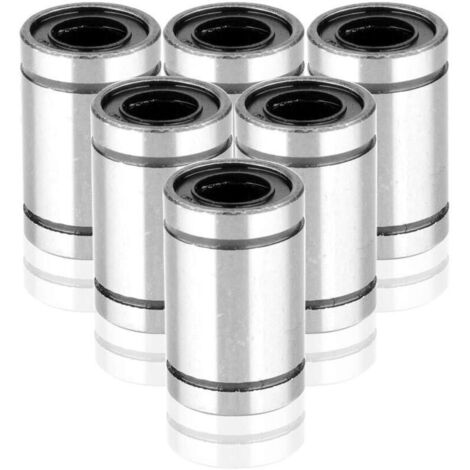6 x LM8UU Roulement linéaire pour imprimante 3D, bricolage et mouvement CNC Φ8mm x Φ15mm x 24mm (6 Pcs)