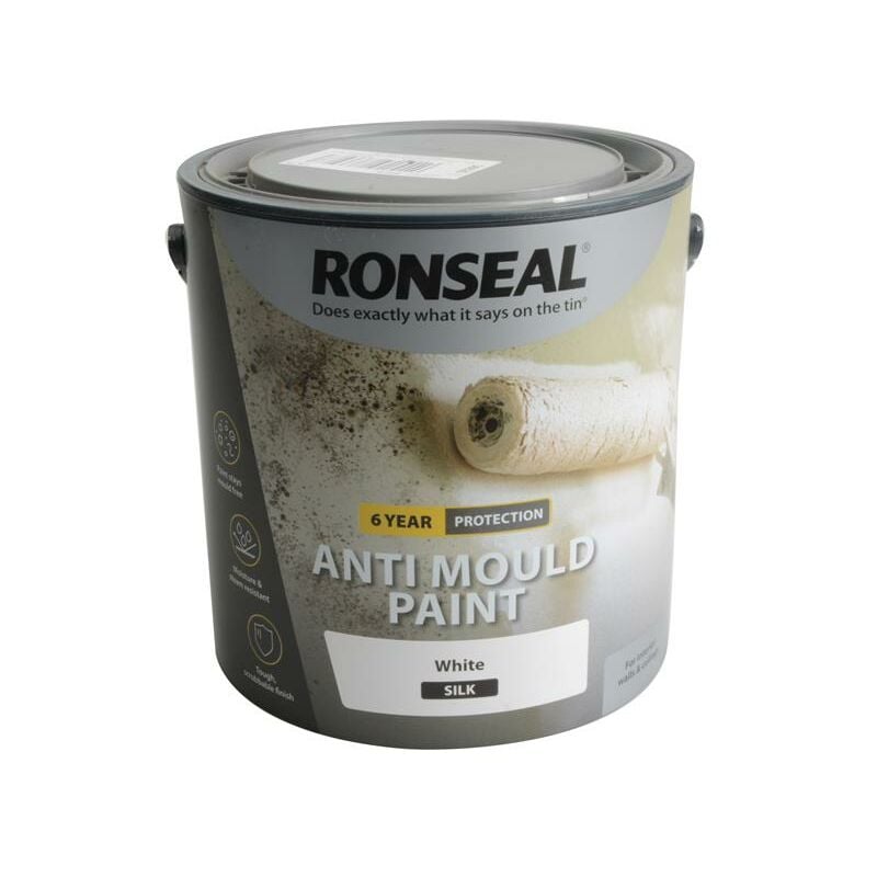 Ronseal - 36626 6 Year Anti Mould Paint White Silk 2.5 litre RSLAMPWS25L