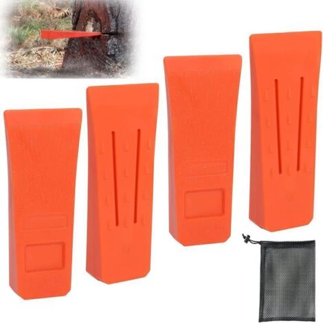 6-Zoll-Fällkeil für Kettensägen mit Spikes für sicheres Fällen, ABS-Spalterkeile für Gartenarbeiten mit Tasche, robust und langlebig, Forstwirtschaftszubehör (4 Stück)