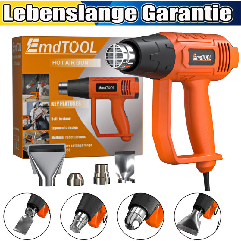 Image of 60-600℃ Professionelle Heißluftpistole Heißluftfön Heißluftgebläse 4 Düsen 2000W