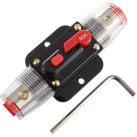 60-A-Leistungsschalter, 60-A-Inline-Sicherungshalter, 12–53 V DC, manueller Rückstellknopf für Auto, Wohnmobil, Haus, Boot, LKW, Audio-Verstärkersystem
