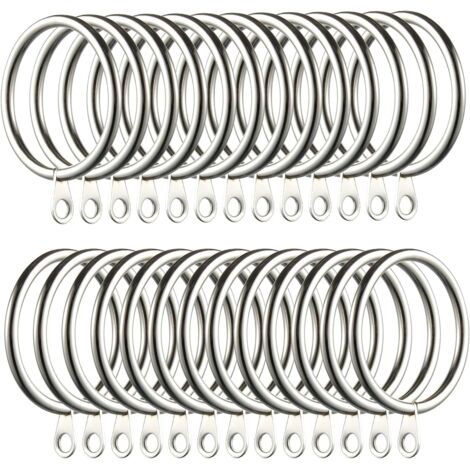 60 anelli per tende, ganci per tende in metallo per aste per tende, anelli per tende da 38 mm (argento)