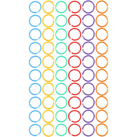 60 Anneaux de reliure colorés PP 1,4 pouces pour documents et cartes de visite, lot de 60 pièces