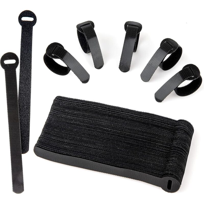 60 attaches câble réutilisables noires - pour pc , tv , bureau , organisation cordons