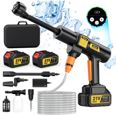 60 Bars Nettoyeur haute pression sans fil , 2 x 3.0 Ah Batterie buse multifonction pour nettoyer les clôtures de voiture et les meubles de jardin