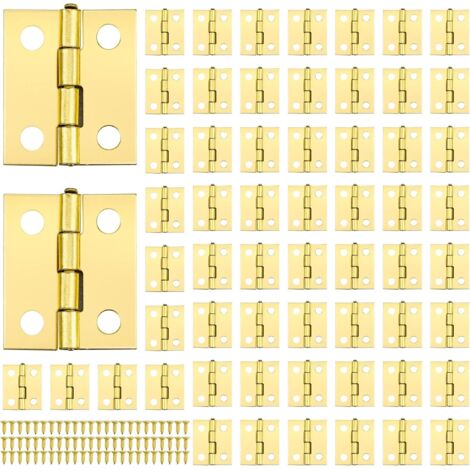 60 bisagras en miniatura de latón para caja, con 240 tornillos para caja DIY modelo J.