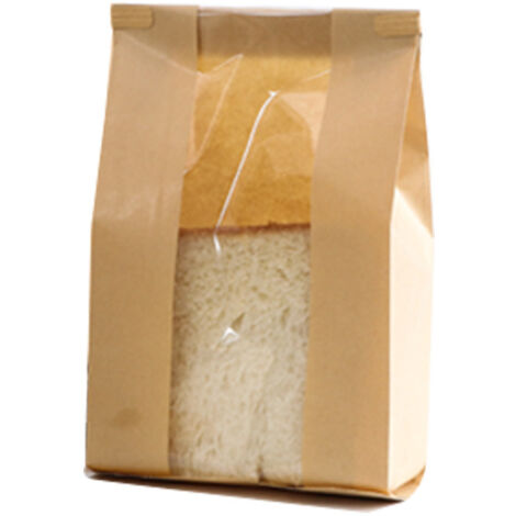 60 bolsas para pan casero con bolsas de hojalata y bolsas de papel con ventana (marrón, 21  9  35 cm)