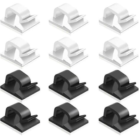 60 clips de câble auto-adhésifs, organisateur de câbles en plastique pour la gestion des câbles à domicile et au bureau - 30 noirs, 30 blancs 0,340,550 [DB]-AquaForge