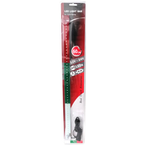 Светещ лед бар 60 cm 45 LED 12V - 24V бяло-зелено-червено BG Bulgaria флаг знаме България