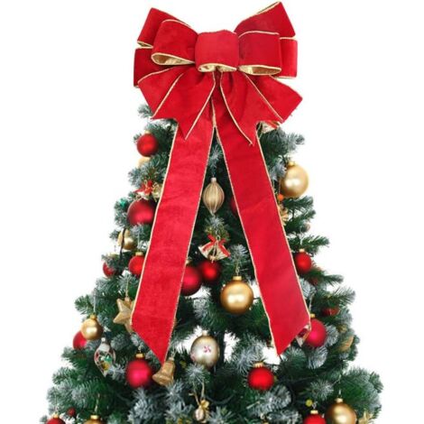 60 cm lange Weihnachtsschleife, hohe Weihnachtsbaumschleife, große rote Weihnachtsschleifen, matte Samtschleife, Weihnachtsdekoration für Geschenkgirlanden