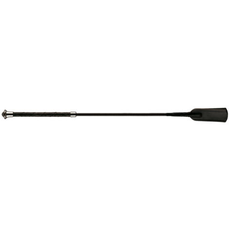 60 cm, Noir 10: Cravache avec poignée en cuir et embout en cuir noir