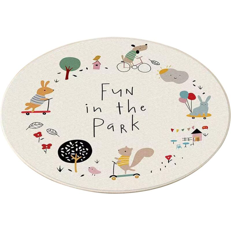 (60 cm) Washable Decorative Rug Round Fluffy Rug Protective Rug Children's Rug Living Room Bedroom Kids Play Mat Carpet