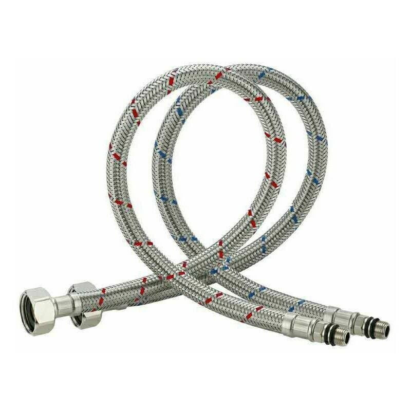 Image of Dolaso - 60 cm/23,6 Zoll 2 Stück flexible Wasserhahn-Verbindungsschläuche G3/8 x M10, geflochtene Edelstahl-Verlängerungsrohre für Küche und