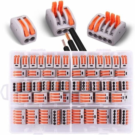60 connecteurs électriques avec levier de fonctionnement, 30 pinces 2 voies, 20 pinces 3 voies, 10 pinces 5 voie