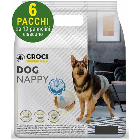60 Couches hygiéniques pour chiens XL 36-53 cm - 6 paquets de 10 chacune