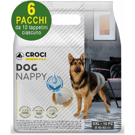 60 Couches hygiéniques pour chiens XXL 40-62 cm - 6 paquets de 10 chacune