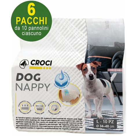 60 Couches pour chiens L 34-48 cm - 6 paquets de 10 chacun