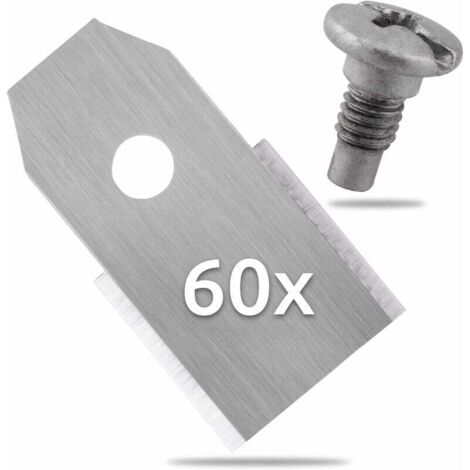 60 cuchillas de repuesto de acero inoxidable compatibles con Husqvarna, Gardena, McCulloch, Rob, Flymo, Yardforce, Matrix, Grizzly, Brast (incluye tornillos)