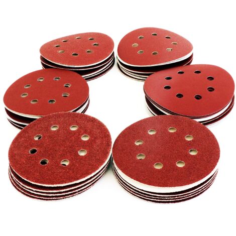 60 Dischi abrasivi Carta vetrata 125 mm P40/P60/P80/P120/P180/P240, 8 fori, per levigatrici eccentriche