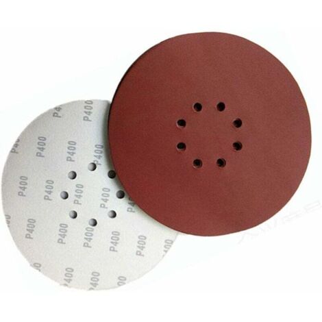 60 discos de lija de 225 mm, grano 10xP40/60/100/120/180/240, 8 agujeros, papel de lija para construcción (60 unidades)