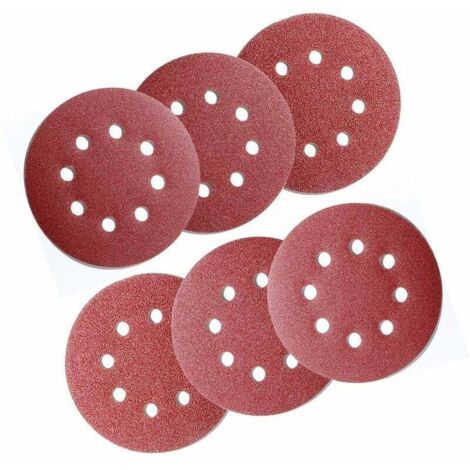 60 discos de lijado, papel de lija para lijadora circular, grano 125 mm, 8 agujeros, 10 unidades P240/P320/P400/P600/P800/P1000, ideal para lijar.