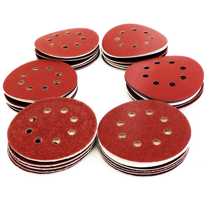 Image of 60 Schleifscheiben Schleifpapier 125 mm P40/P60/P80/P120/P180/P240, 8-Loch, für Exzenterschleifer