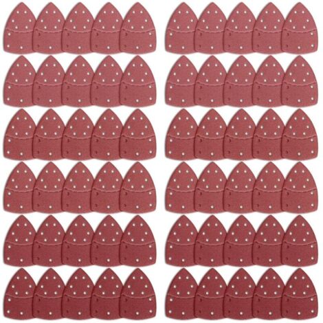 60 Feuilles Abrasives pour Ponceuse,Triangles Papier Poncage Ponceuse Mouse,Papier Abrasif pour Ponceuse à Souris pour Ponceuses Bosch Multi-Sander,11 trous assortis Grain 40/60/80/120/180/240
