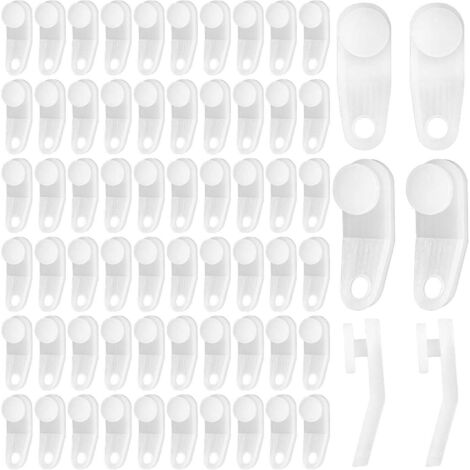 60 ganchos de plástico para cortinas, aptos para rieles de cortinas, barras horizontales y ganchos para rieles se pueden usar para reemplazar los ganchos de rieles para ventanas, puertas y cortinas de