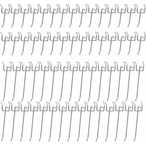 60 ganchos metálicos para tablero perforado de pared, para exhibidores, estantes de supermercado y ferretería (5/10 cm)