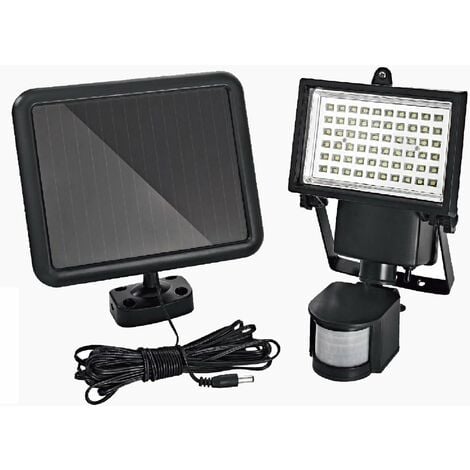 BEIJIYI 60 LED Spot solaire IP44 applique murale solaire projecteur solaire avec détecteur de mouvement I éclairage extérieur solaire I éclairage extérieur I projecteur à capteur solaire [Classe énergétique A