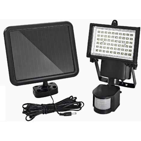 60 LED Spot solaire IP44 applique murale solaire projecteur solaire avec détecteur de mouvement I éclairage extérieur solaire I éclairage extérieur I projecteur à capteur solaire [Classe énergétique A
