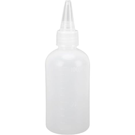 60 leere 100-ml-Kunststoffflaschen (halbtransparent) für Kosmetik, Shampoos, Öle und Airbrush-Farben. Dosierbarer Durchfluss mit Skala.