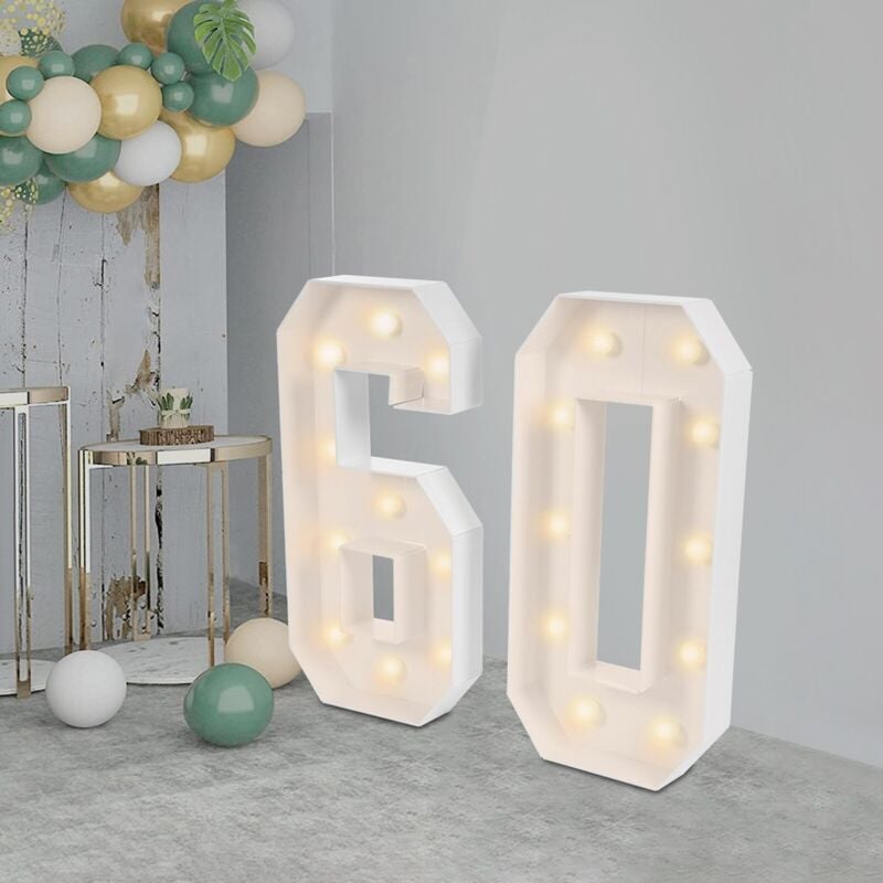 60 Light Anniversaire Décoration Light Up Chiffres Pour Décorations d'Anniversaire