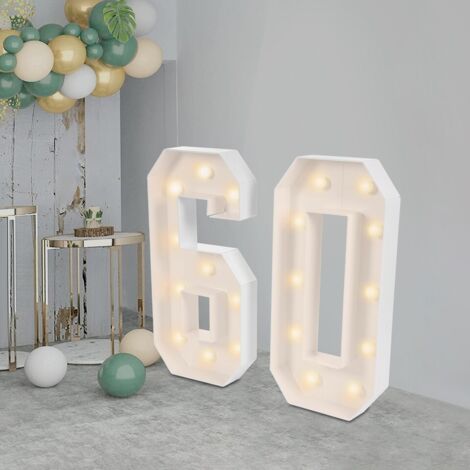 60 Light Light Up Geburtstagsdekoration Zahlen Für Geburtstagsdekorationen