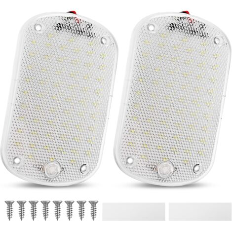 60 luces LED interiores de 12 V - 85 V, 8 W, con interruptor para coche, camión, autocaravana, furgoneta, caravana (paquete de 2)
