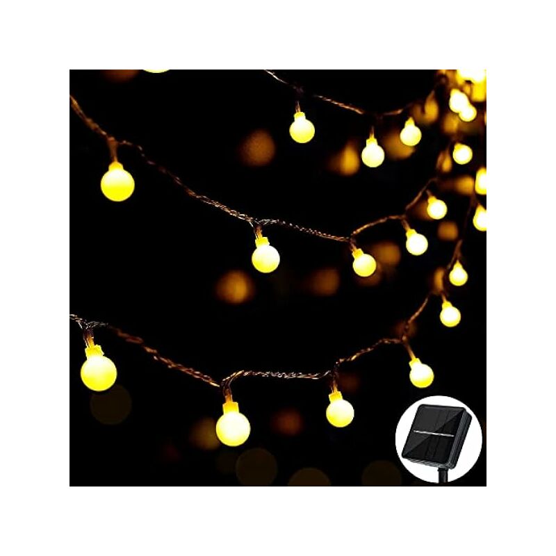 Image of 60 luci a stringa solari a led per esterni 8 m / 27 piedi luci a led 8 modalità di illuminazione solare impermeabile per giardino, feste, Natale,