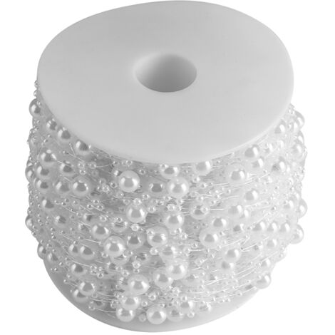 60 m Rolle künstliche Perlen 8+3 mm DIY Hochzeits-Party-Vorhangdekoration Weiß